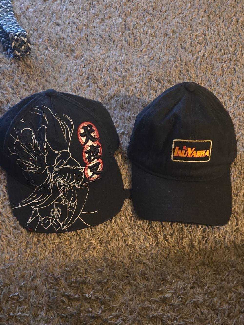 2 InuYasha Black Embroidered Anime Baseball Cap